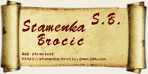 Stamenka Broćić vizit kartica
